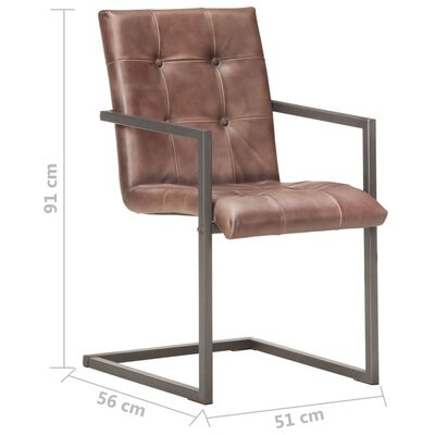 vidaXL Jedálenské stoličky,perová kostra 4ks,ošúchaná hnedá,pravá koža