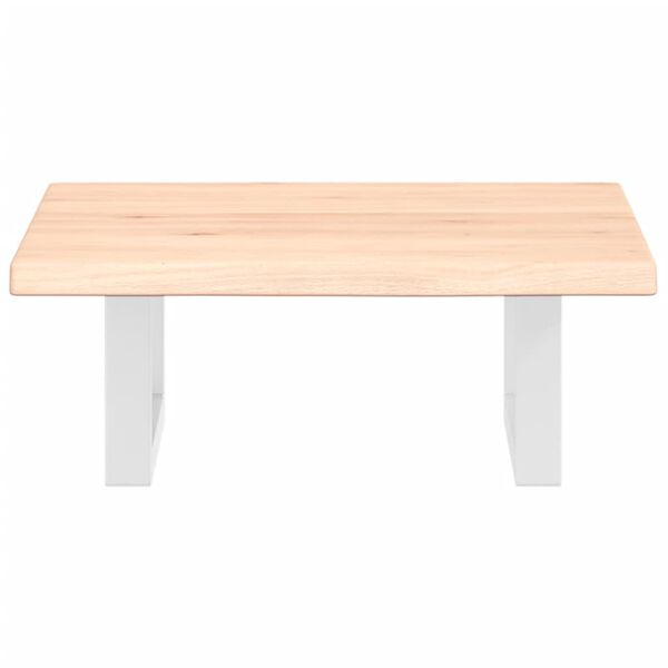 vidaXL Polica pod umývadlo, nástenná, oceľ a dubový masív