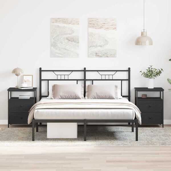 vidaXL Nočn&yacute; stol&iacute;k so z&aacute;suvkou 2 pcs Čierny dub 34 x 35,5 x 50 cm