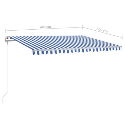 vidaXL Ručne zaťahovacia markíza s LED 4x3 m modro-biela