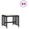 vidaXL Z&aacute;hradn&eacute; taburetky s vank&uacute;&scaron;mi 4 ks čierne 41x41x36 cm polyratan
