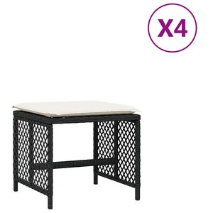 vidaXL Z&aacute;hradn&eacute; taburetky s vank&uacute;&scaron;mi 4 ks čierne 41x41x36 cm polyratan