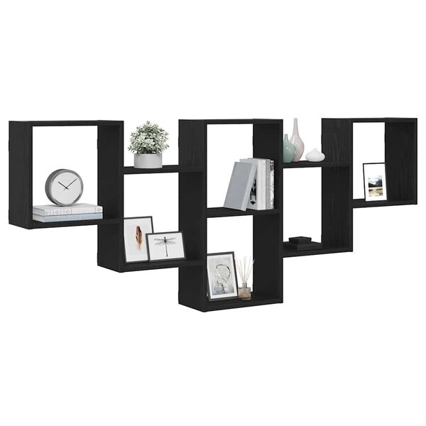 vidaXL Nástenná polica čierna dub 159x18x66 cm kompozitné drevo