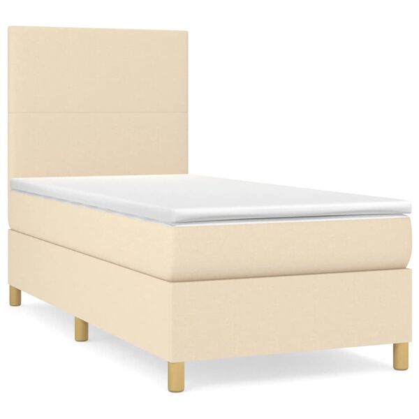 vidaXL Boxspring posteľ s matracom kr&eacute;mov&aacute; 100x200 cm l&aacute;tka
