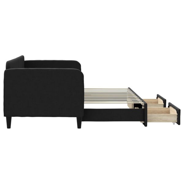 vidaXL Rozkladacia denná posteľ so zásuvkami čierna 80x200 cm látka