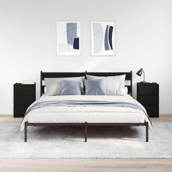 vidaXL Nočné skrinky s 3 zásuvkami 2 ks čierne 39x35x65 cm