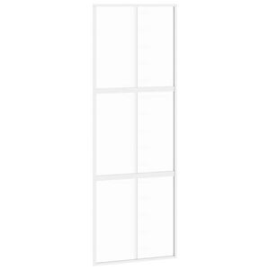vidaXL Posuvn&eacute; dvere biele 76x205 cm tvrden&eacute; sklo a hlin&iacute;k