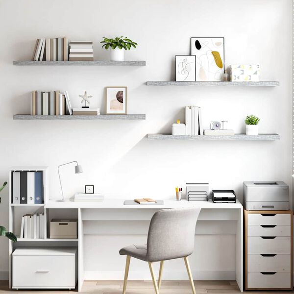 vidaXL Pl&aacute;vaj&uacute;ce n&aacute;stenn&eacute; police 4 ks bet&oacute;novosiv&eacute; 120x23,5x3,8 cm MDF