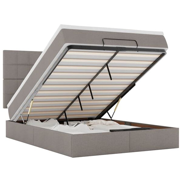 vidaXL Osmanská posteľ s matracom sivohnedá 140x200 cm látka