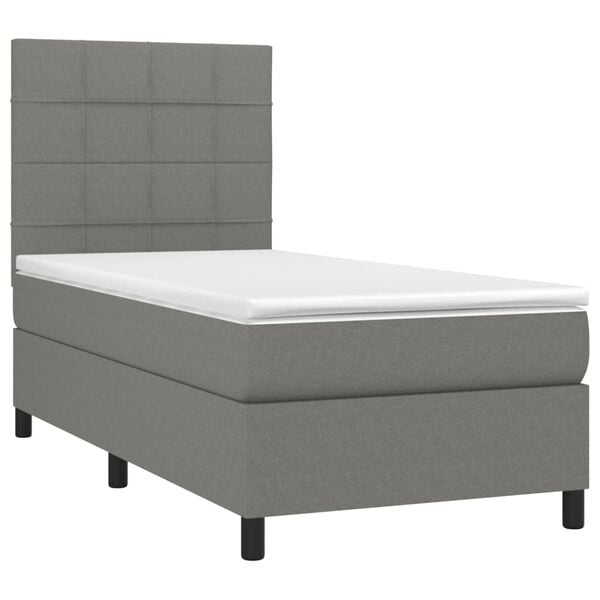 vidaXL Boxspring posteľ s matracom tmavosiv&aacute; 90x200 cm l&aacute;tka