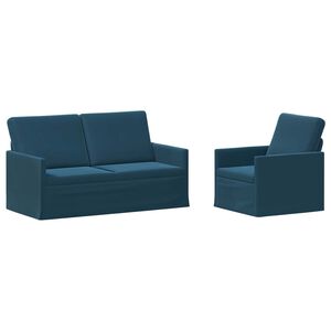 vidaXL Sada pohoviek 2 pcs Modr&aacute; Zamat