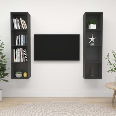 vidaXL Nástenné TV skrinky 2 ks sivé drevotrieska