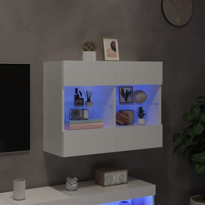 vidaXL TV nástenná skrinka s LED svetlami biela 78,5x30x60,5 cm