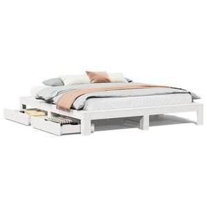 vidaXL Posteľ bez matraca biela 200x200 cm mas&iacute;vna borovica
