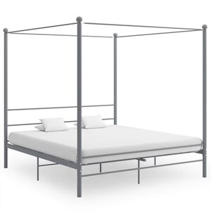 vidaXL Posteľn&yacute; r&aacute;m s baldach&yacute;nom siv&yacute; kov 200x200 cm