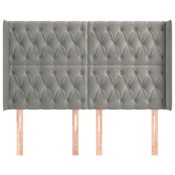 vidaXL Čelo postele so záhybmi bledosivé 147x16x118/128 cm zamat