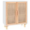 vidaXL Komoda biela 60x30x70 cm mas&iacute;vna borovica a pr&iacute;rodn&yacute; ratan