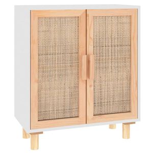 vidaXL Komoda biela 60x30x70 cm mas&iacute;vna borovica a pr&iacute;rodn&yacute; ratan