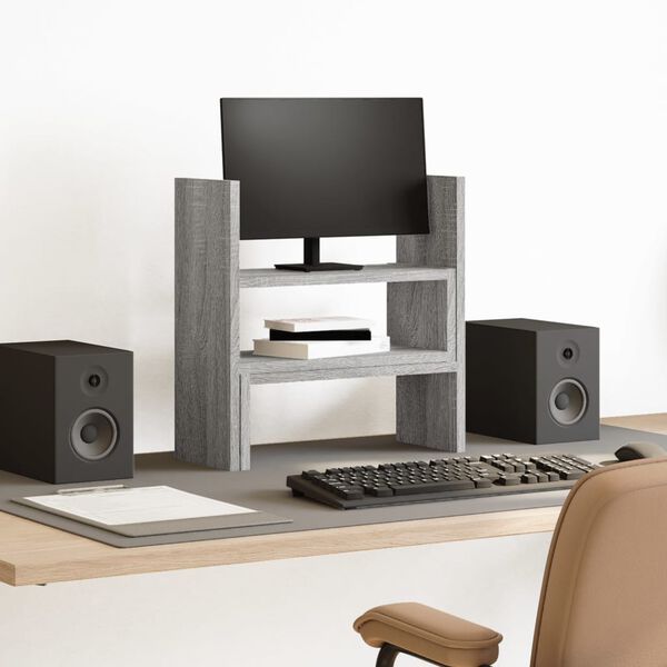 vidaXL Stolov&yacute; organiz&eacute;r nastav. siv&yacute; sonoma 40x17x41cm kompozit.drevo