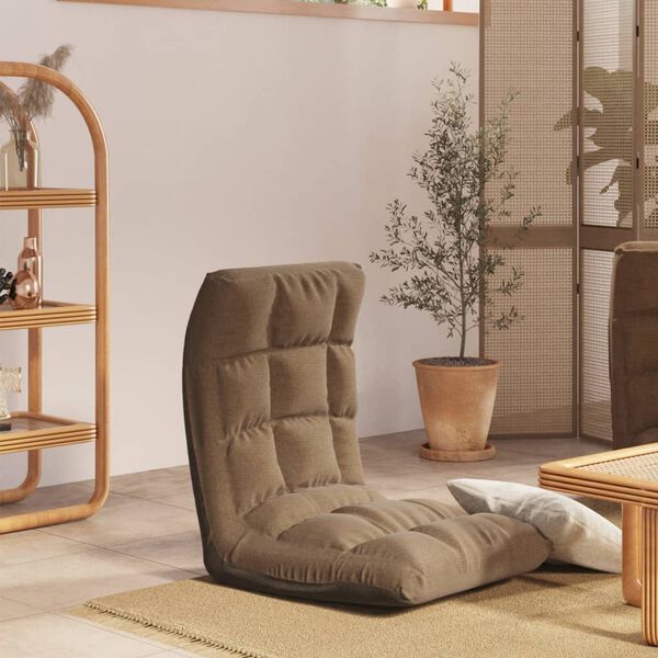 vidaXL Skladacia leňoška na podlahu sivohnedá látka