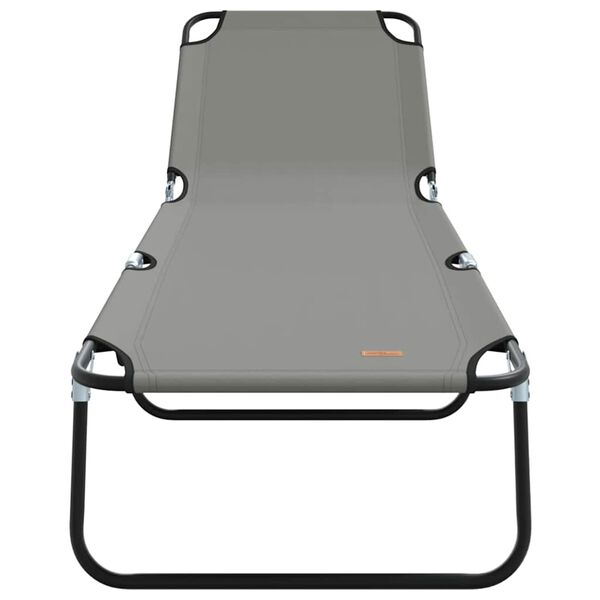 vidaXL Skladací lehátko 1-osoba Sivá 56 x 189 x 87cm látka