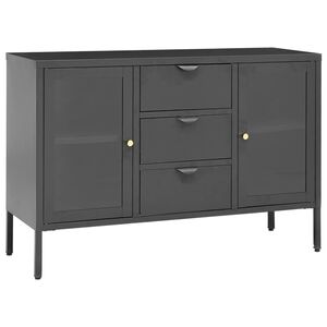 vidaXL Komoda antracitov&aacute; 105x35x70 cm oceľ a tvrden&eacute; sklo