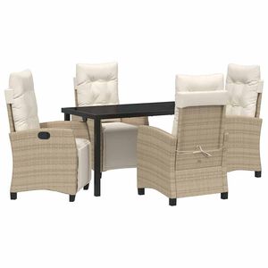 vidaXL Záhradný jedálenský set 5 pcs Béžová polyratan