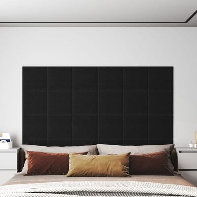 vidaXL Nástenné panely 12 ks čierne 30x30 cm látkové 1,08 m²