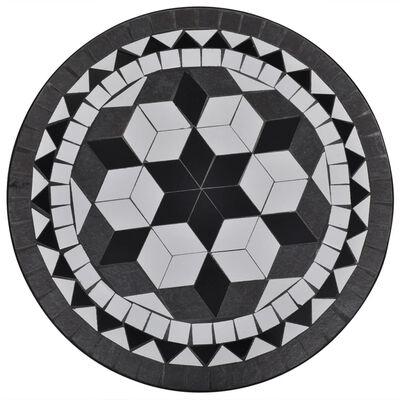 vidaXL 3-dielna bistro súprava, keramické dlaždice, čierno biela