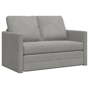 vidaXL Podlahov&aacute; rozkladacia pohovka 2v1 svetlosiv&aacute; 122x204x55cm zamat
