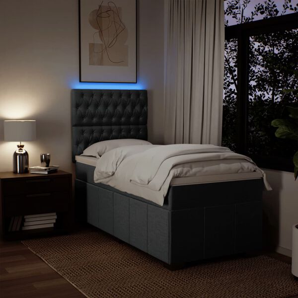 vidaXL Boxspring posteľ s matracom tmavosiv&aacute; 90x190 cm l&aacute;tka