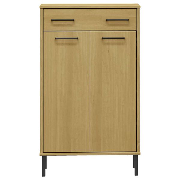 vidaXL Botník s kovovými nohami hnedý masívna borovica OSLO