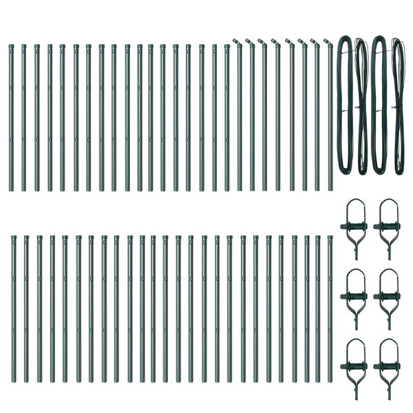 vidaXL Stĺp na plot. Iný 52 pcs Zelená 3,2 x 3,2 x 100 cm Oceľ