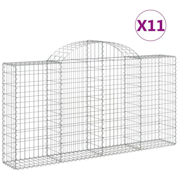 vidaXL Oblúkové gabiónové koše 11 ks 200x30x100/120cm pozinkov. železo