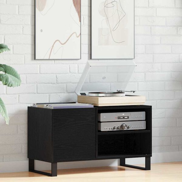 vidaXL Skrinka na gramofónové platne Čierny dub 85 x 38 x 48 cm