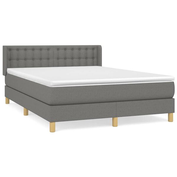 vidaXL Boxspring posteľ s matracom tmavosiv&aacute; 140x200 cm l&aacute;tka