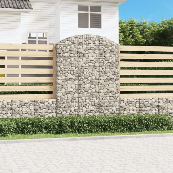 vidaXL Obl&uacute;kov&yacute; gabionov&yacute; k&ocirc;&scaron; 150x30x200/220 cm pozinkovan&eacute; železo