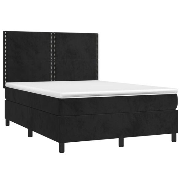 vidaXL Posteľn&yacute; r&aacute;m boxspring s matracom čierny 140x200 cm zamat