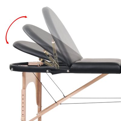 vidaXL Skladací masážny stôl, 4 cm hrubý, 2 podhlavnky, oválny, čierny