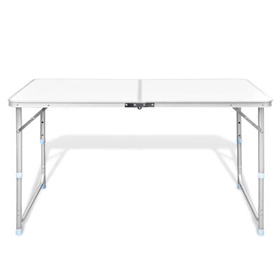 Skladací výškovo nastaviteľný kempingový stôl, 120 x 60 cm, hliníkový