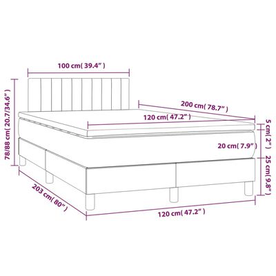vidaXL Boxspring posteľ s matracom bledosivá 120x200 cm látka
