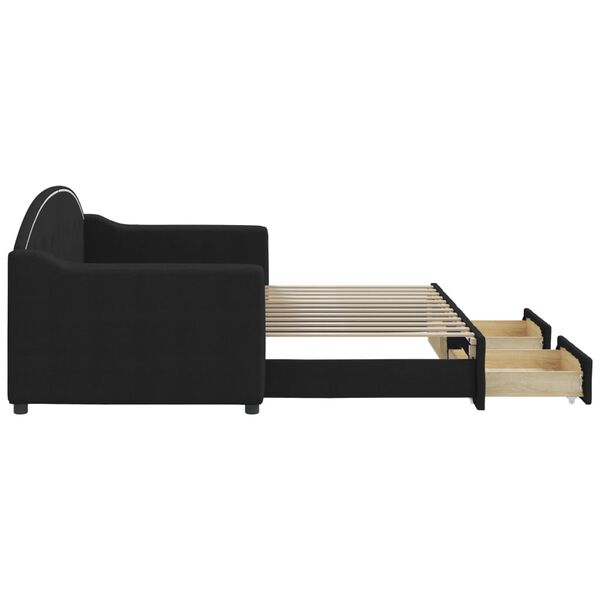 vidaXL Rozkladacia denná posteľ so zásuvkami čierna 80x200 cm látka
