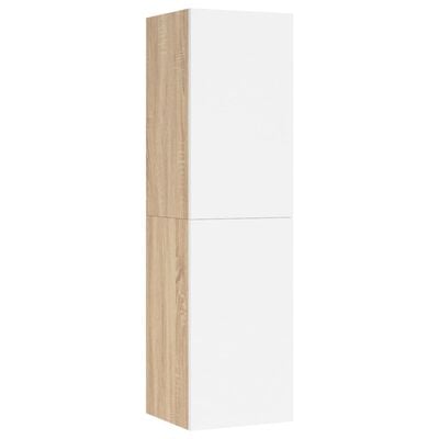 vidaXL TV skrinka, biela a dub sonoma 30,5x30x110 cm, kompozitné drevo