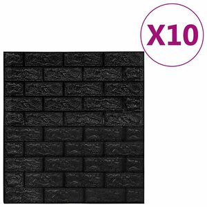 vidaXL 3D tapeta tehly samolepiaca 10 ks čierna