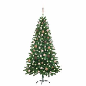 vidaXL Osvetlen&yacute; umel&yacute; vianočn&yacute; stromček s guľami 180 cm, zelen&yacute;