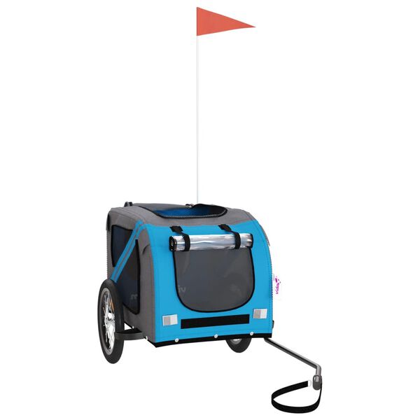 vidaXL Cyklovoz&iacute;k pre zvierat&aacute;, modro siv&yacute;, oxfordsk&aacute; l&aacute;tka, železo