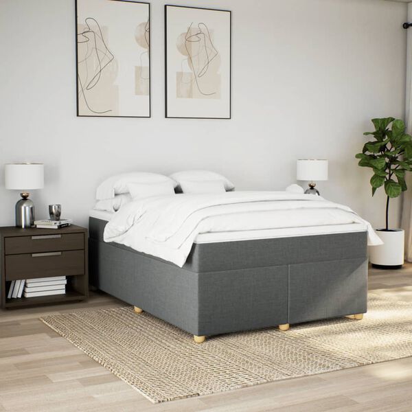 vidaXL Boxspring posteľ s matracom tmavosivá 140x200 cm látka