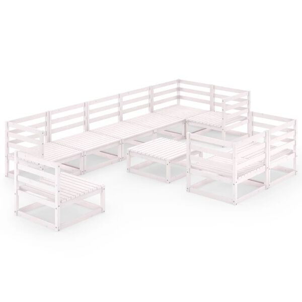 vidaXL 10-dielna z&aacute;hradn&aacute; sedacia s&uacute;prava biela mas&iacute;vna borovica