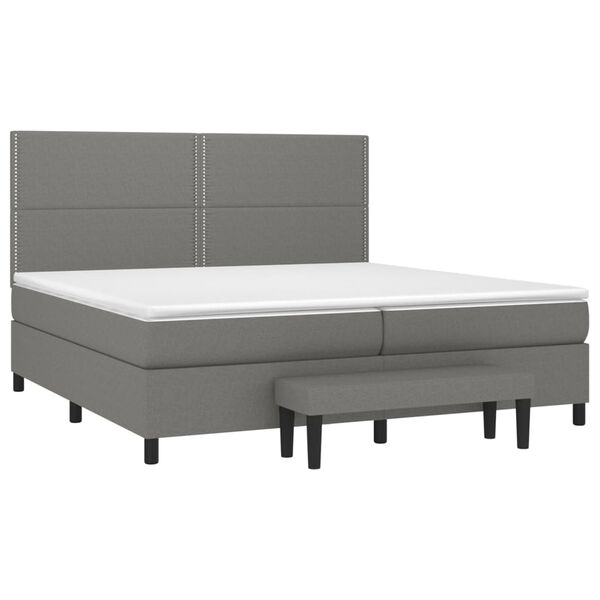 vidaXL Boxspring posteľ s matracom tmavosiv&aacute; 200x200 cm l&aacute;tka
