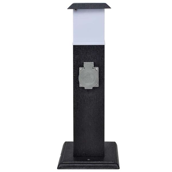 Čierny z&aacute;hradn&yacute; stĺpik s 2 z&aacute;suvkami a svetlom